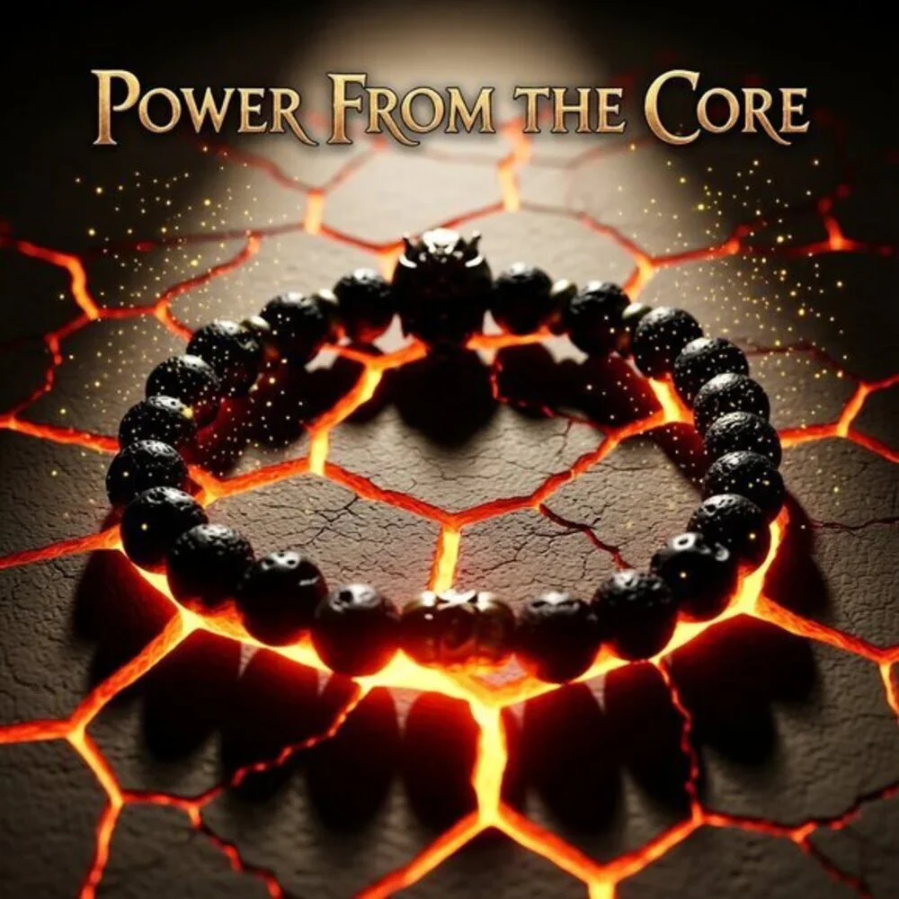 Alien Warrior Skull + Lava Rock Beads! Rugged Men's Bracelet! Biker Rocker Punk
